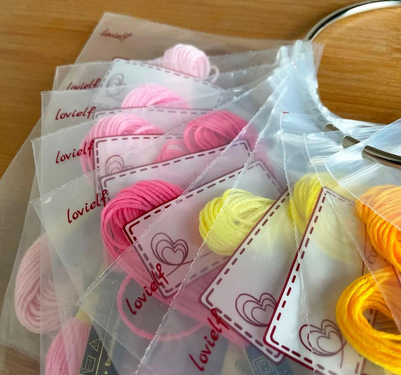 lovielf Embroidery Threads Cross Stitch Floss Bag Organizer 5.12 x 3.6 inch - 200 Pack with 4 Rings - Image 5
